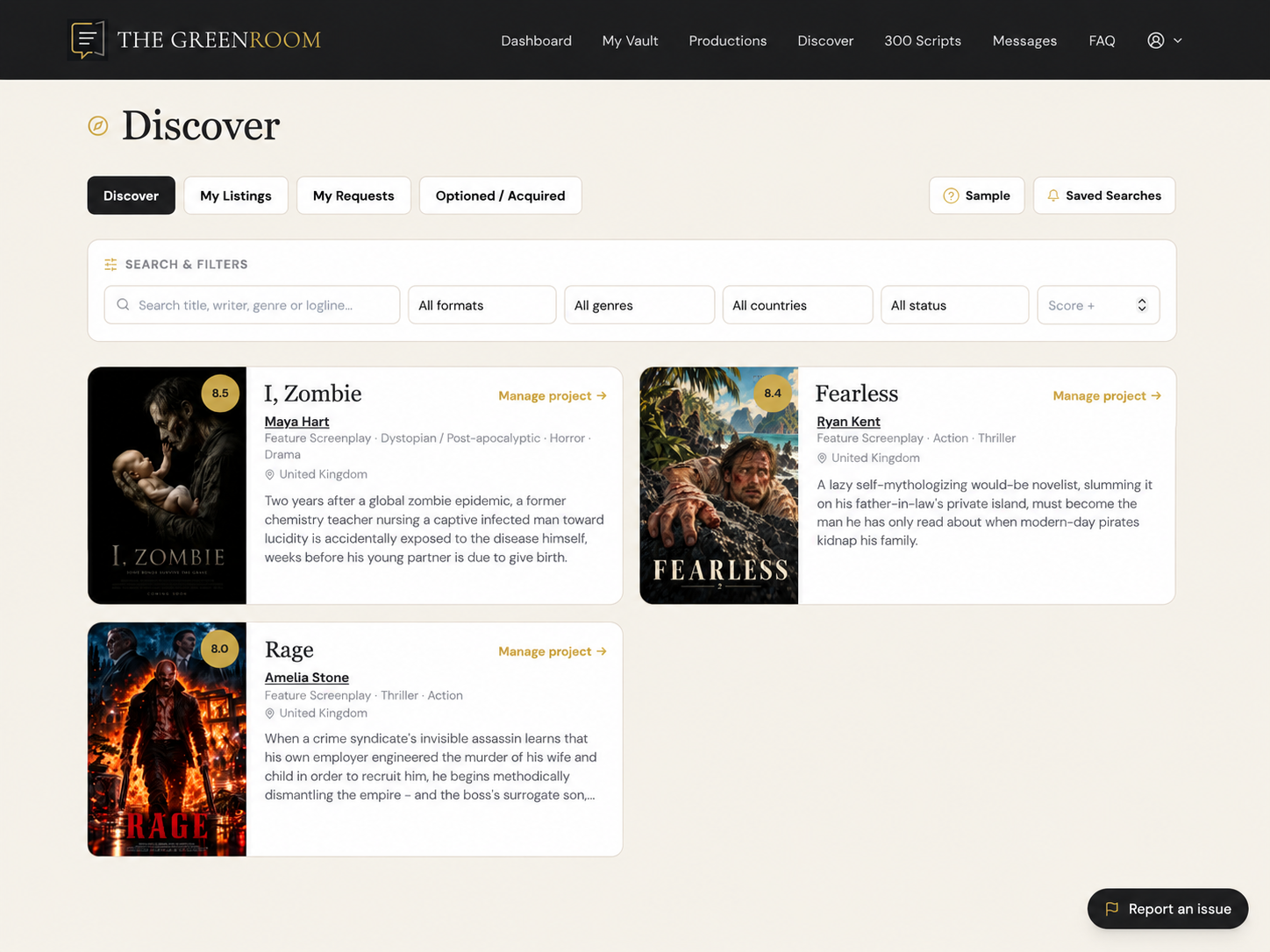 GreenRoom Discover marketplace